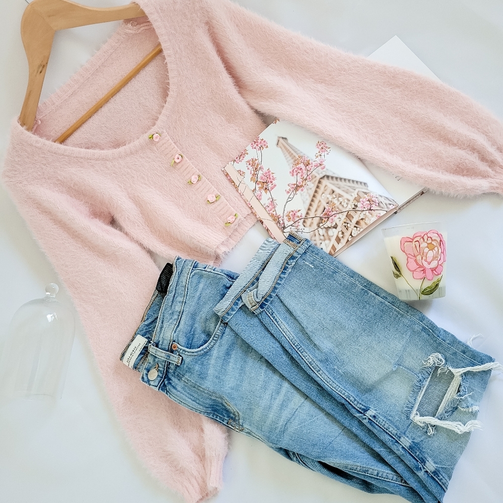 ROSETTE - Furry Cardigan (Pink)